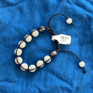 Silver and black rhinestone sham balls bracelet NWT